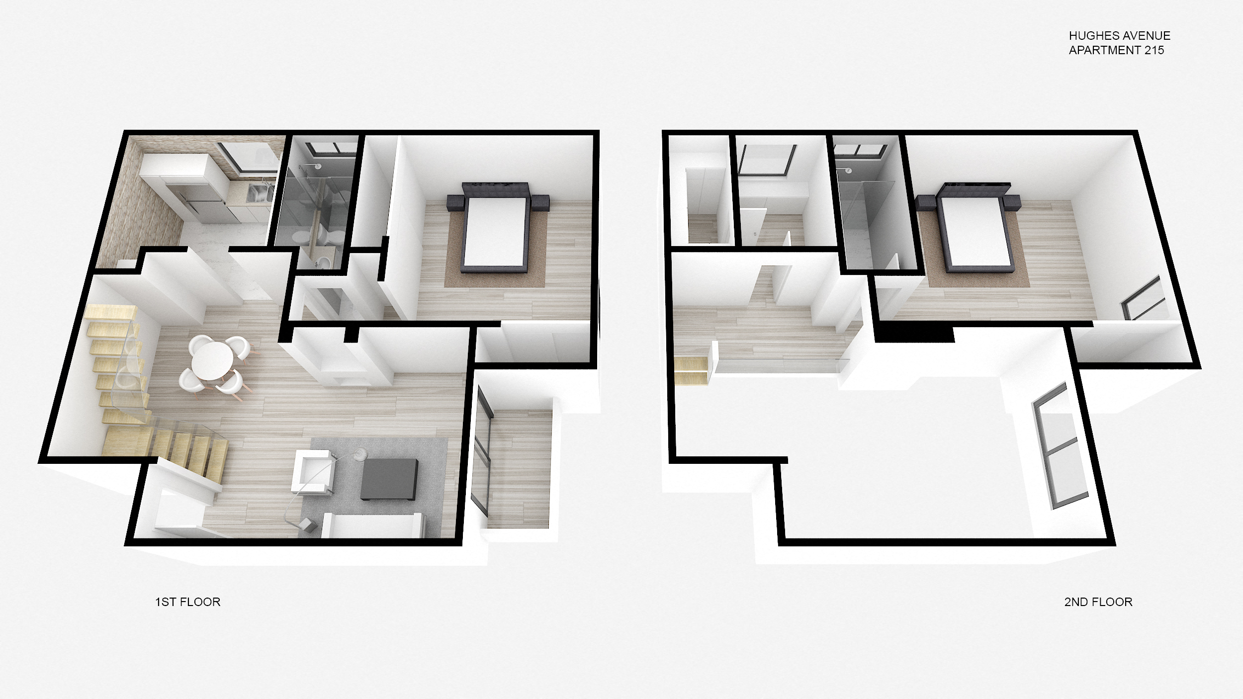 Floor plan for 2 beds, 2 baths, 1250 sqft